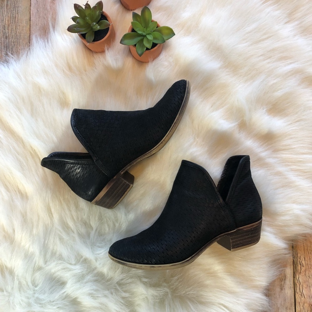 Lucky Brand Baley Black Suede Leather Ankle Boots